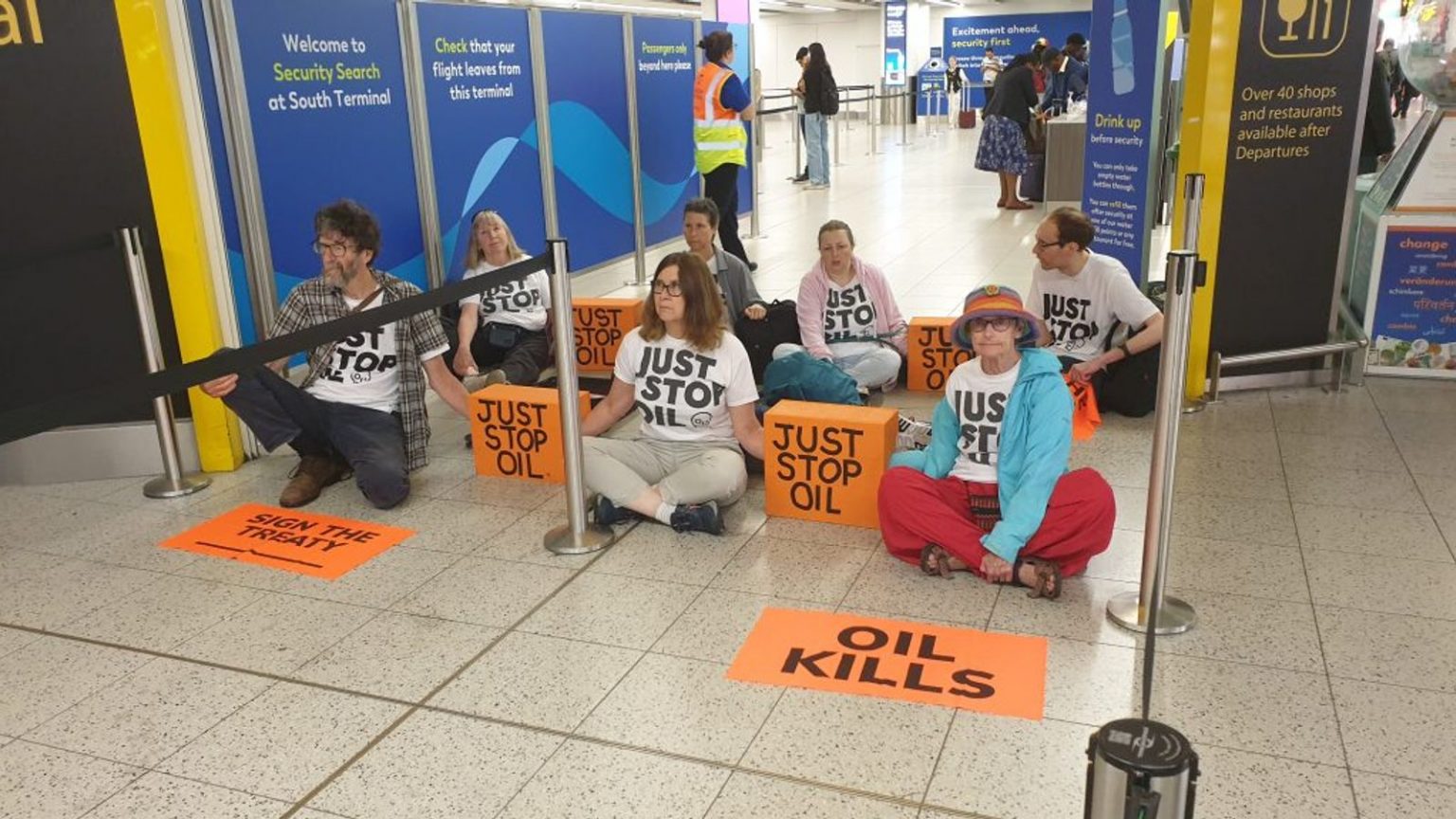 Seven Just Stop Oil Protesters Arrested at Gatwick Airport for Blocking Departure Gate