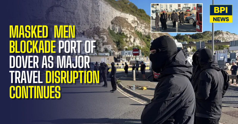 Masked Anti-Migrant Protesters Blockade Port Of Dover As Major Travel Disruption Continues